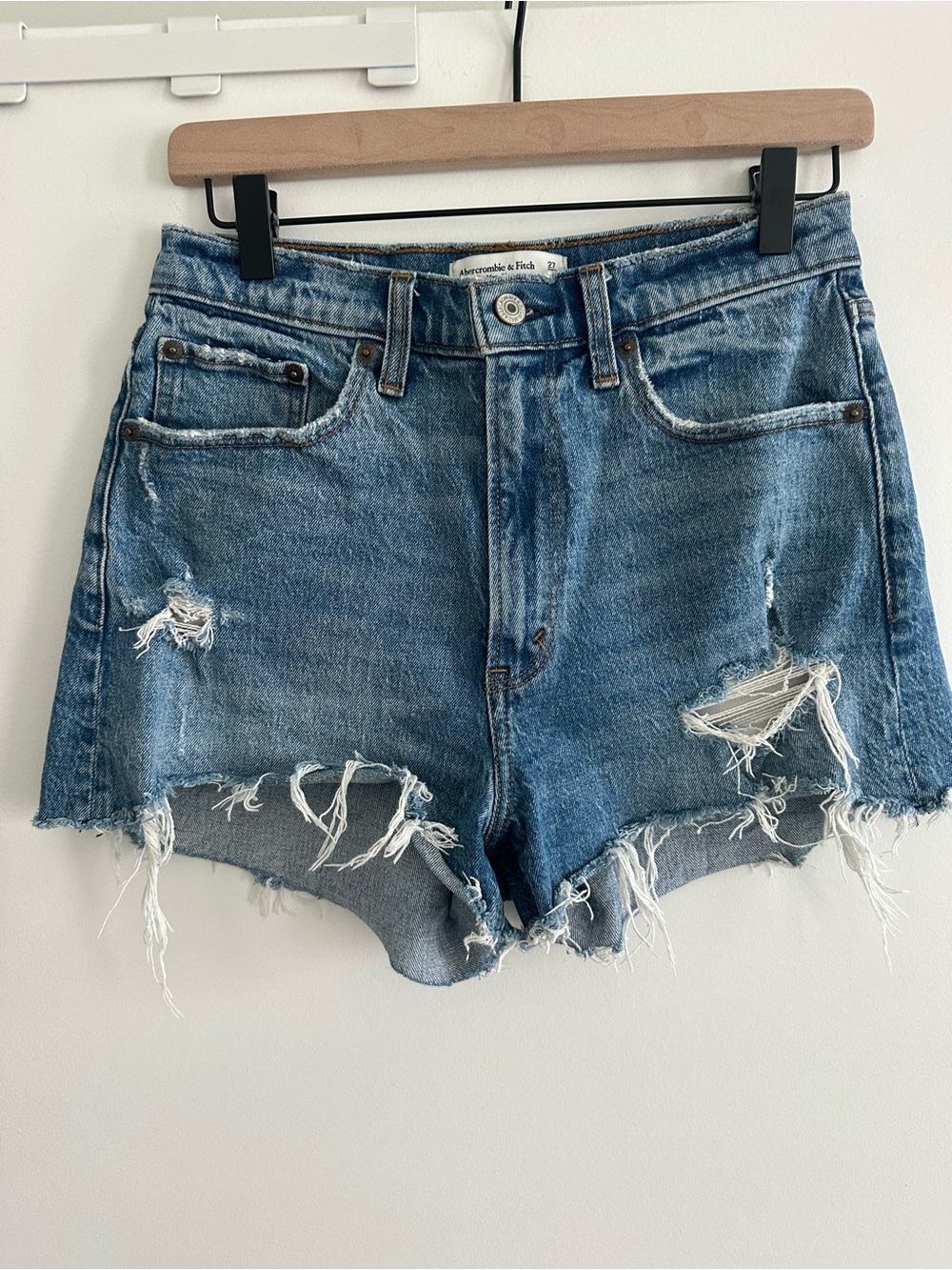 Abercrombie & Fitch Distressed Light Blue Denim Cutoff Shorts